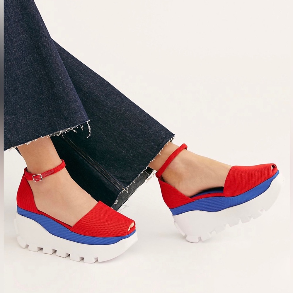 Free People Jeffrey Campbell  Emery Flatform, 9 Red White Blue $135 preloved